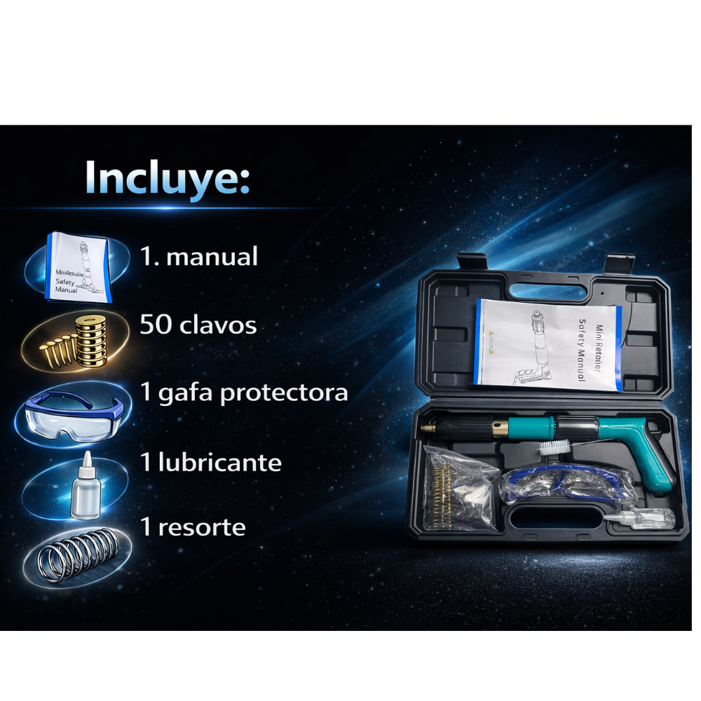 Pistola de clavos portátil para clavar en concreto, madera y aluminio — sin taladro