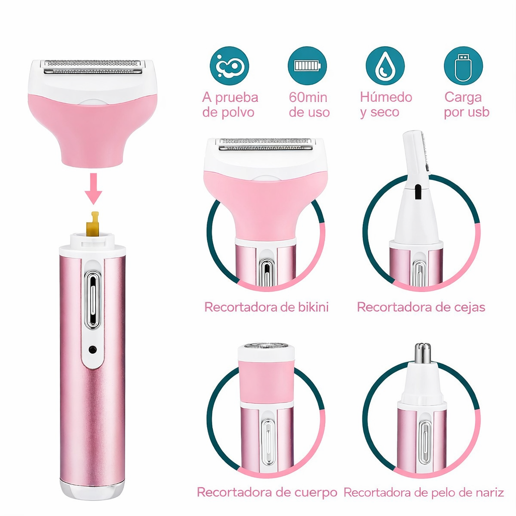 Depiladora Femenina 4 en 1 - Sin Dolor, Sin Citas y Sin Excusas