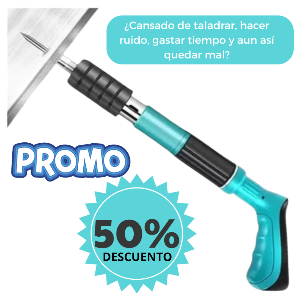 Pistola de clavos portátil para clavar en concreto, madera y aluminio — sin taladro