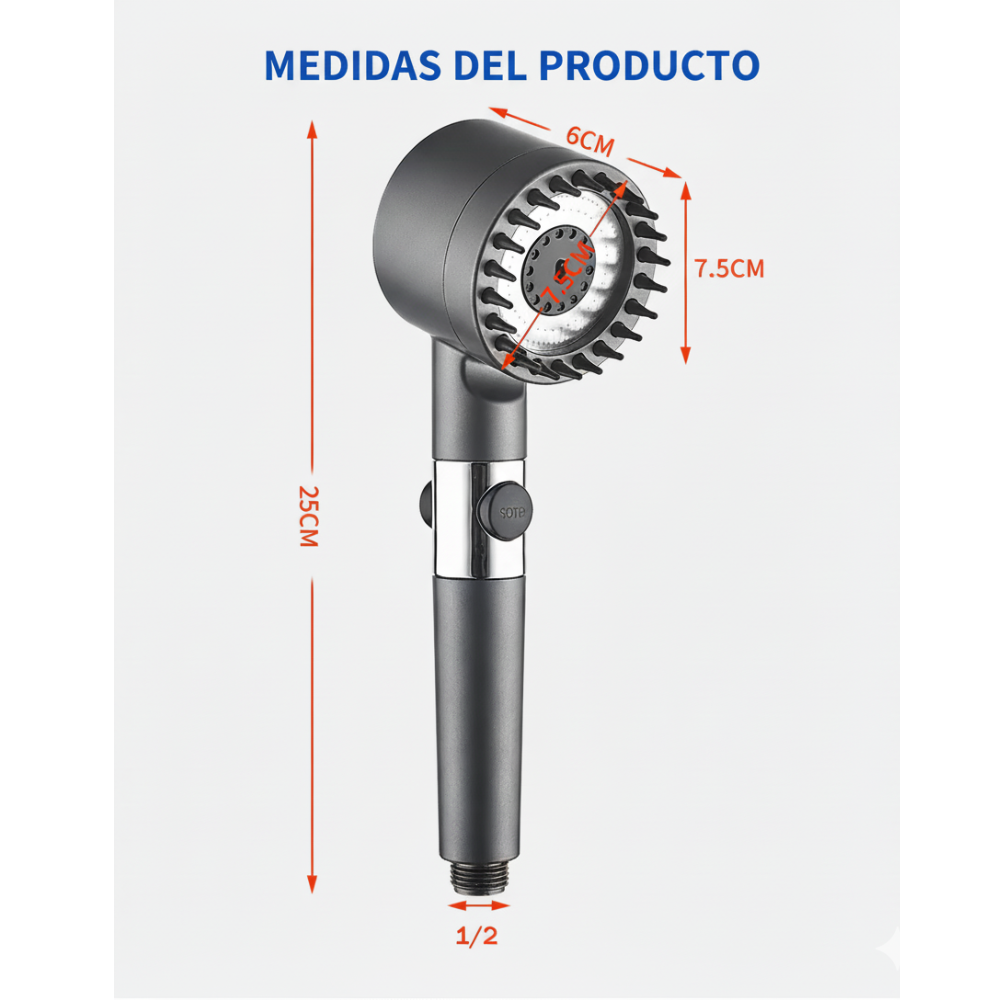 Cabezal de Ducha Potente con Ahorro de Agua