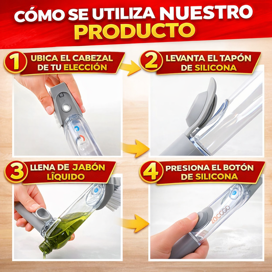 Cepillo Dispensador de Jabón 2 en 1 – Limpia en Segundos y Ahorra Jabón